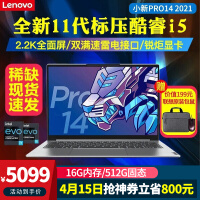 联想小新Pro14 2021款超薄笔记本电脑英特尔Evo平台14英寸标压i5轻薄学生办公游戏超级本 标配丨i5-1130