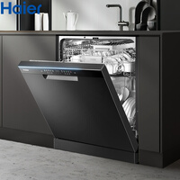 海尔(Haier)晶彩系列 独立式嵌入式 13套 智能开门速干 80℃双微蒸汽洗 上下分区洗 洗碗机EYW131286BKDU1