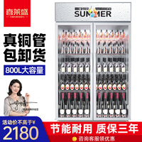 喜莱盛展示柜冷藏柜商用饮料柜冰箱水果保鲜柜三门双门立式便利店超市冰柜啤酒冷饮柜士多冷柜陈列柜直冷风冷 双门星光银(升级8