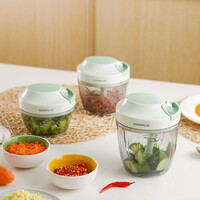 乐扣乐扣LOCK&LOCK 多功能手动料理器 厨房拉蒜器绞肉机蔬菜切碎器 婴儿辅食搅碎机 5刀头款900ml