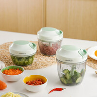 乐扣乐扣LOCK&LOCK 多功能手动料理器 厨房拉蒜器绞肉机 蔬菜搅碎机蒜泥器 3刀头款400ml