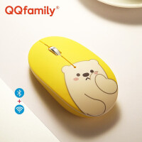 QQfamily QM713无线蓝牙鼠标 双模鼠标 办公鼠标 可充电 人体工程学 笔记本电脑鼠标 黄色