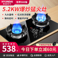 韩国现代(HYUNDAI)燃气灶煤气灶天然气灶台 天然气液化气猛火双灶 台嵌两用炉灶家用猛火炉具 【定时款九头】定时开关