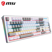 微星（MSI）GK50Z PIXEL 40度灰 机械键盘 红轴 RGB光效 有线 游戏电竞办公键盘 104键 吃鸡键盘