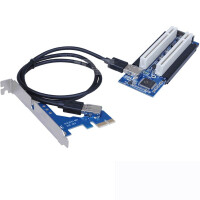 西社PCI-E转双PCI转接卡PCIE转PCI插槽扩展卡支持监控视频采集卡创新声卡网络卡免供电免驱动 标准版PCI-E转双PCI