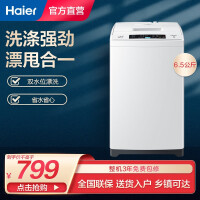 海尔（Haier）6.5公斤波轮洗衣机全自动宿舍家用小型婴儿洗衣机 EB65M019