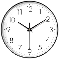 BBA 挂钟客厅简约钟挂墙时尚家用钟表卧室时钟挂表石英钟26cm黑