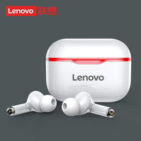 联想(Lenovo)真无线蓝牙耳机 音乐耳机运动跑步 通用苹果华为 LP1白色红边
