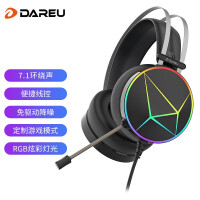 达尔优(dareu) EH722pro专业版 游戏耳机 耳机头戴式 降噪耳机 线控 游戏/原声模式 虚拟7.1声道 RGB 黑色