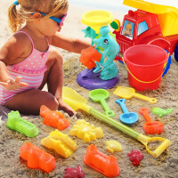 糖米（Temi）夏日海边沙滩宝宝洗澡戏水玩具挖沙漏铲子玩沙土玩雪亲子互动工程车便携套装玩具礼物