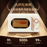 美的小滋味系列 微波炉变频家用小型奶油风百搭复古转盘式一级能效微波炉低频轻音20L（M2H1）