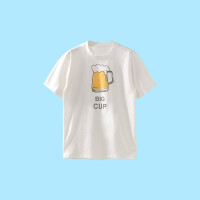 aqpa亲子装一家三口T恤纯棉夏装短袖母女装全家装薄婴儿上衣透气 组合1-爸爸啤酒 爸爸XL