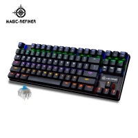 魔炼者MK6机械键盘 电竞游戏键盘 87键幻彩混光 机械键盘 金属面板 有线键盘 青轴黑色