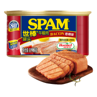 世棒（SPAM） 午餐肉罐头 方便面搭档 即食速食早餐涮肉火档烧烤 猪肉含量90% 培根味198g
