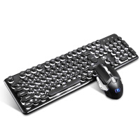 新盟（Technology）曼巴狂蛇机械手感无线背光游戏键鼠套装可充电游戏办公键盘套装 黑色白光复古版
