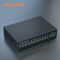 keepLINK KP-9000-1012B 标准POE交换机百兆12口