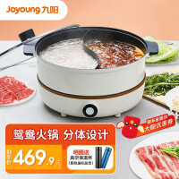 九阳（Joyoung） 电火锅鸳鸯锅可分离多用途锅炖煮煎炸蒸电热家用多功能 白色