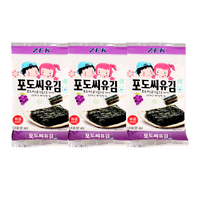 Zek韩国进口 葡萄籽海苔紫菜包饭寿司即食烤海苔 儿童零食4g*3包
