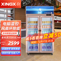 星星(XINGX)展示柜冷藏饮料冰柜商用 立式双门便利店超市大容量冷柜啤酒水果保鲜柜 650升 | 镇店主推款 | LSC-650E