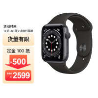 Apple Watch Series 6智能手表 GPS款 44毫米深空灰色铝金属表壳 黑色运动型表带 M00H3CH/A