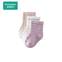 全棉时代 儿童袜子薄款夏季夏天薄袜婴儿袜子男童女童宝宝袜子棉袜透气 丁香紫+浅粉+白（3双装 中筒） 9.5cm