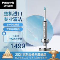 松下（Panasonic）电动牙刷 双重声波震动 智能压力感应 悬浮式充电 EW-PDP51 银色款