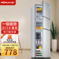 日普（RIPU）152升三门三温区中门软冷冻家用小型冰箱三开门电冰箱节能省电低音一级能效BCD-152D
