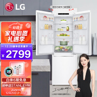 LG鲜荟系列 340升双门变频电冰箱 智慧风冷无霜 嵌入式设计 金属面板 白色 M450SW1