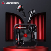 魔声（Monster） 2022新款透明蓝牙耳机半入耳式双耳运动无线音乐游戏华为苹果安卓vivo通用 魔盒-XKT01【透明黑】