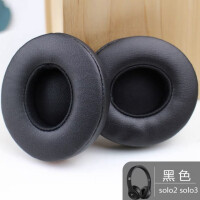 鹏谷（PENGGU） 适用beats耳机套solo3 耳罩solo2代无线耳机罩海绵耳套皮套维修配件 黑色-一对装