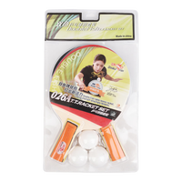 双鱼乒乓球拍直拍双拍套装 初学者兵兵球拍2只装附3球 026A 