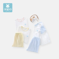 【3色可选】aqpa婴儿内衣套装夏季纯棉睡衣宝宝空调衣服超薄款分体短袖长裤 蓝色（1件） 80cm