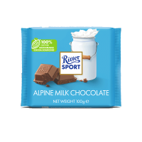 瑞特滋（RITTER SPORT）阿尔卑斯牛奶巧克力 休食零食 节日礼物送女友 德国原产100g