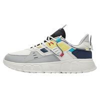 鸿星尔克（ERKE）2025新款春季男鞋休闲老爹鞋子男皮面防水官网减震厚底运动鞋 【东升】灰褐色/波尔多红 42