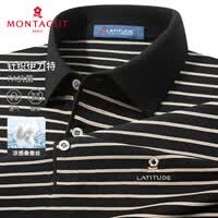 梦特娇（MONTAGUT）POLO衫男士短袖针织翻领简约条纹