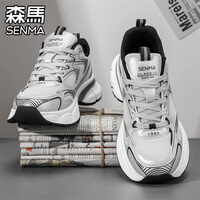 森马男鞋秋季2026新款透气网面潮流百搭厚底增高银色老爹鞋跑