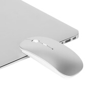 BUBM 无线蓝牙双模鼠标苹果笔记本电脑IPAD平板通用可充电办公静音鼠标2.4G蓝牙5.0 无限鼠标 SMSB-A银色