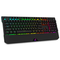 RK K956灵耀机械键盘有线游戏键盘104键LOL吃鸡键盘笔记本键盘大手托RGB背光键盘黑色青轴