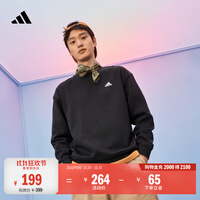 adidas情侣款加绒休闲运动长袖卫衣套头衫单穿上衣男女秋阿