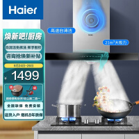 海尔（Haier）抽油烟机 自清洁免拆洗欧式顶吸挥手智控21立方大吸力吸油烟机家用自动清洗烟机CXW-219-ET900