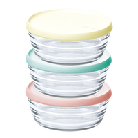 Glasslock 韩国进口宝宝婴儿辅食盒钢化玻璃小号冷冻盒燕窝分装圈色随机 长方形150ml*3黄圈 (微波款