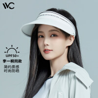 VVC防晒帽女防紫外线遮脸运动空顶太阳帽子遮阳帽 简约白