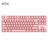 ikbc 粉色键盘机械键盘无线键盘C87C104樱桃键盘办公游戏cherry轴樱桃机械键盘pbt W200粉色无线2.4G87键 青轴