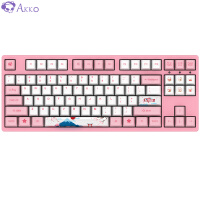 AKKO 3087 机械键盘 世界巡回东京樱花键盘 游戏键盘 女性 电竞 87键 吃鸡键盘 绝地求生  粉色 蓝轴