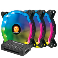 Tt（Thermaltake）玲珑风扇 12 LED RGB 机箱风扇散热器（12cm风扇*3/控制盒*1/主板联动/减震/15颗LED灯）