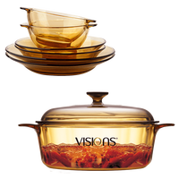 康宁3.2L汤锅和6头耐热玻璃餐具套装 玻璃锅碗盘子碗碟套装 VS-32+OV6