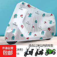 电瓶车防雨罩电动车摩托车防尘车衣罩磨砂车罩透明印花防雪遮盖布 恐龙款【2.2米】大号 【防水/防晒/防尘/防雪】
