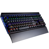 魔炼者MK7机械键盘 电竞游戏键盘 108键幻彩混光 机械键盘 复古圆键帽 金属面板可拆手托 青轴黑色