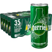 巴黎水（Perrier ）法国原装进口 原味气泡水矿泉水 250ml*35罐 整箱装