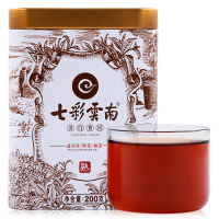 七彩雲南普洱茶 名门普洱 特级散茶 勐海产区 熟茶 200g/罐 茶叶 线下同款